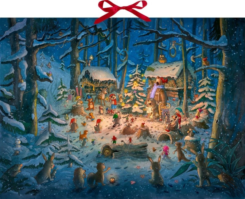 Wand-Adventskalender - Tierischer Chor im Winterwald - 