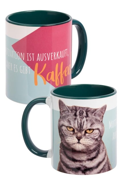 mug - Katze -Motivation -inner green - 