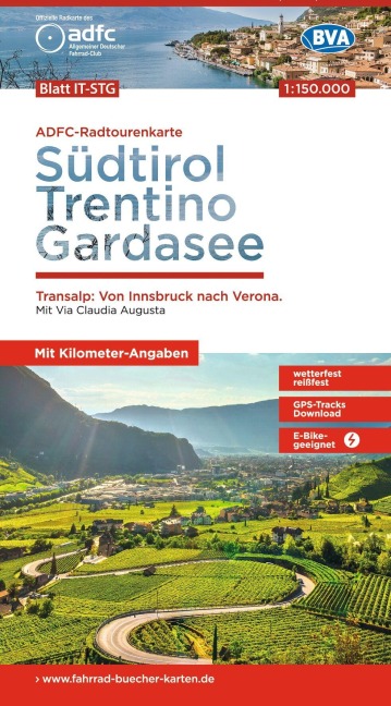 BVA ADFC Radtourenkarte Südtirol, Trentino, Gardasee 1:150.000 - 