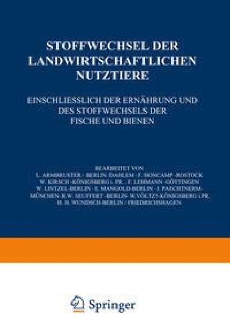 Stoffwechsel der Landwirtschaftlichen Nutztiere - Na Armbruster, Na Wundsch, Na Honcamp, Na Kirsch, Na Lehmann