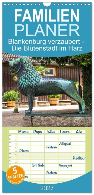 Familienplaner 2027 - Blankenburg verzaubert - Die Blütenstadt im Harz mit 5 Spalten (Wandkalender, 21 x 45 cm) CALVENDO - Wolf-Dietrich Reif