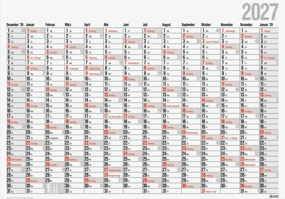 rido/idé 7033660007 Plakatkalender Mod. Office I 2027 980×685 mm - 