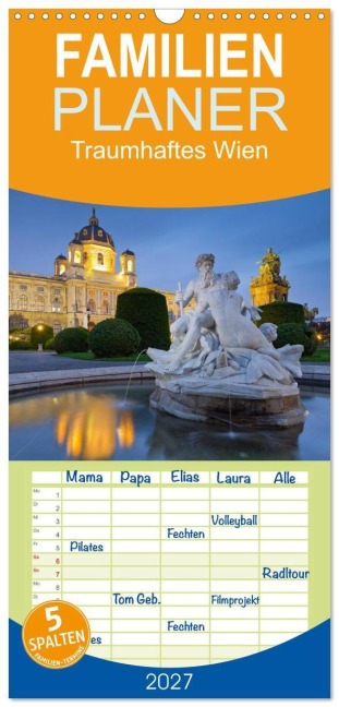 Familienplaner 2027 - Traumhaftes Wien mit 5 Spalten (Wandkalender, 21 x 45 cm) CALVENDO - Rainer Mirau