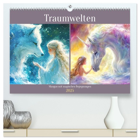 Traumwelten. Mangas mit magischen Begegnungen (hochwertiger Premium Wandkalender 2025 DIN A2 quer), Kunstdruck in Hochglanz - Rose Hurley