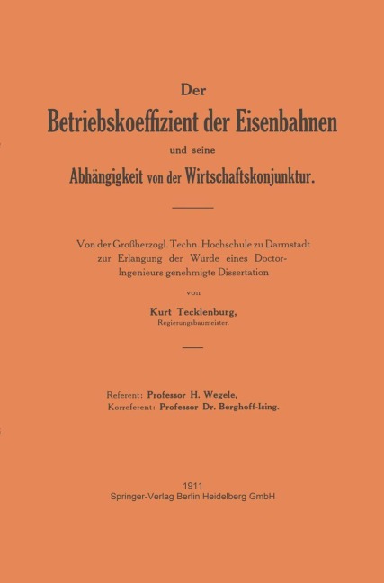 Der Betriebskoeffizient der Eisenbahnen und seine Abhängigkeit von der Wirtschaftskonjunktur - Tecklenburg Tecklenburg