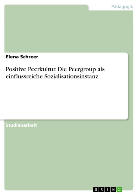 Positive Peerkultur. Die Peergroup als einflussreiche Sozialisationsinstanz - Elena Schreer