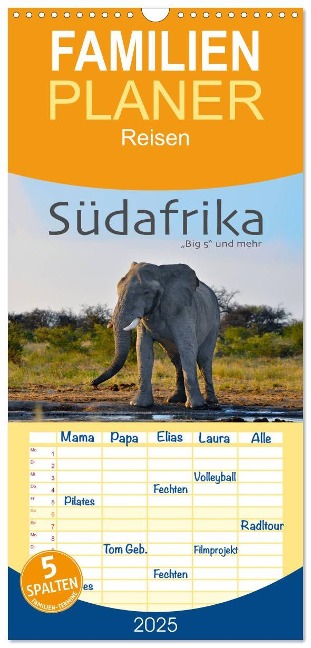 Familienplaner 2025 - Südafrika - Big 5 und mehr mit 5 Spalten (Wandkalender, 21 x 45 cm) CALVENDO - Robert Styppa