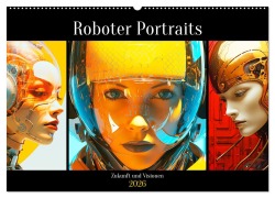Cover-Bild zum Titel 'Roboter Portraits. Zukunft und Visionen (Wandkalender 2026 DIN A2 quer), CALVENDO Monatskalender' von 'Rose Hurley'