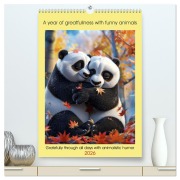 Cover-Bild zum Titel 'A year of greatfullness with funny animals (High Quality Premium Wall Calendar 2026 DIN A2 portrait),CALVENDO 12 Month Wall Calendar' von 'Peter Ruebsamen'