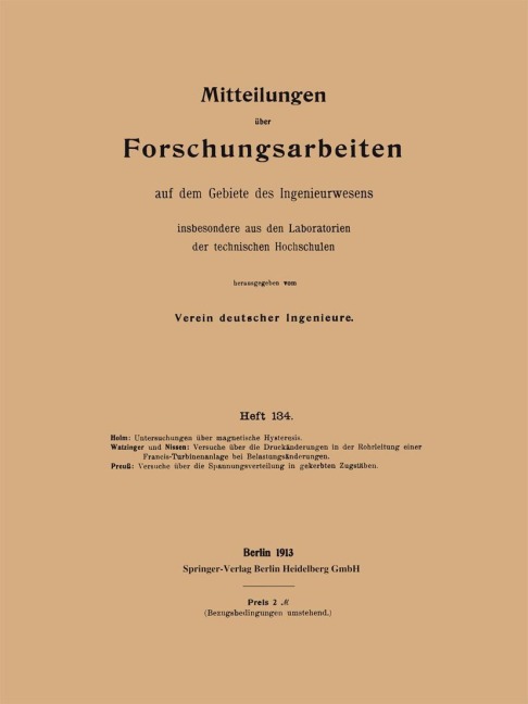 Mitteilungen über Forschungsarbeiten - Fritz Holm, E. Preuß, Oscar Nissen, A. Watzinger