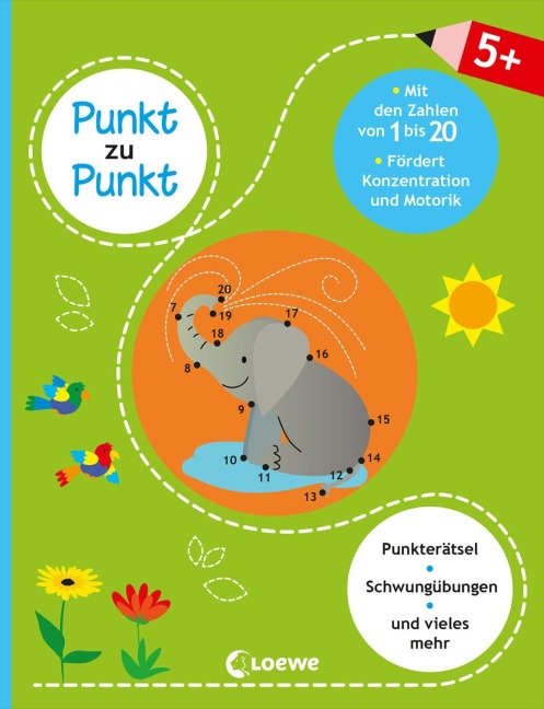 Punkt zu Punkt - Mit den Zahlen von 1 bis 20 (grün) - 