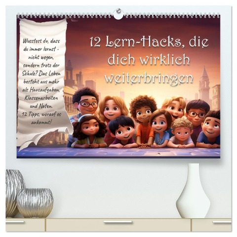 12 Lern-Hacks (hochwertiger Premium Wandkalender 2024 DIN A2 quer), Kunstdruck in Hochglanz - Selfscrum Selfscrum