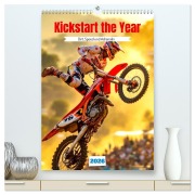 Cover-Bild zum Titel 'Kickstart the Year - Dirt, Speed und Adrenalin (hochwertiger Premium Wandkalender 2026 DIN A2 hoch), Kunstdruck in Hochglanz' von 'Claudia Schimmack'