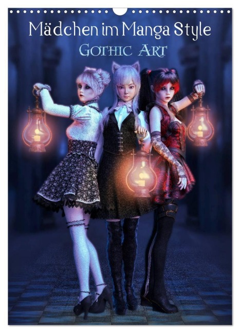 Mädchen im Manga Style (Gothic Art) (Wandkalender 2027 DIN A3 hoch), CALVENDO Monatskalender - Illu Pic A. T. Art
