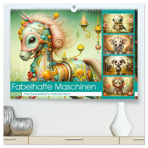 Fabelhafte Maschinen. Pop-Surrealistische Roboter-Tiere (hochwertiger Premium Wandkalender 2024 DIN A2 quer), Kunstdruck in Hochglanz - Rose Hurley