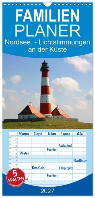 Familienplaner 2027 - Nordsee - Lichtstimmungen an der Küste mit 5 Spalten (Wandkalender, 21 x 45 cm) CALVENDO - Fotodesign Verena Scholze