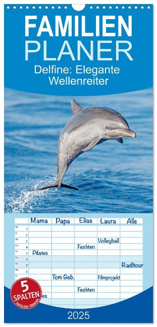 Familienplaner 2025 - Delfine: Elegante Wellenreiter mit 5 Spalten (Wandkalender, 21 x 45 cm) CALVENDO - Calvendo Calvendo