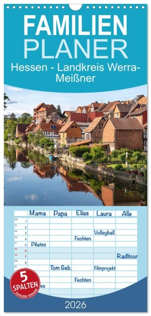 Familienplaner 2026 - Hessen - Landkreis Werra-Meißner mit 5 Spalten (Wandkalender, 21 x 45 cm) CALVENDO - Peter Schickert
