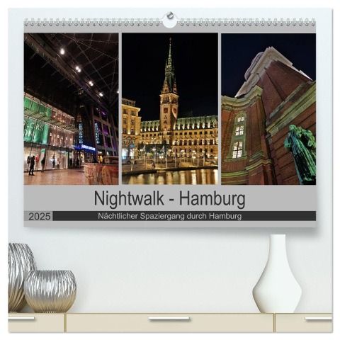 Nightwalk - Hamburg (hochwertiger Premium Wandkalender 2025 DIN A2 quer), Kunstdruck in Hochglanz - Peter Hennrich