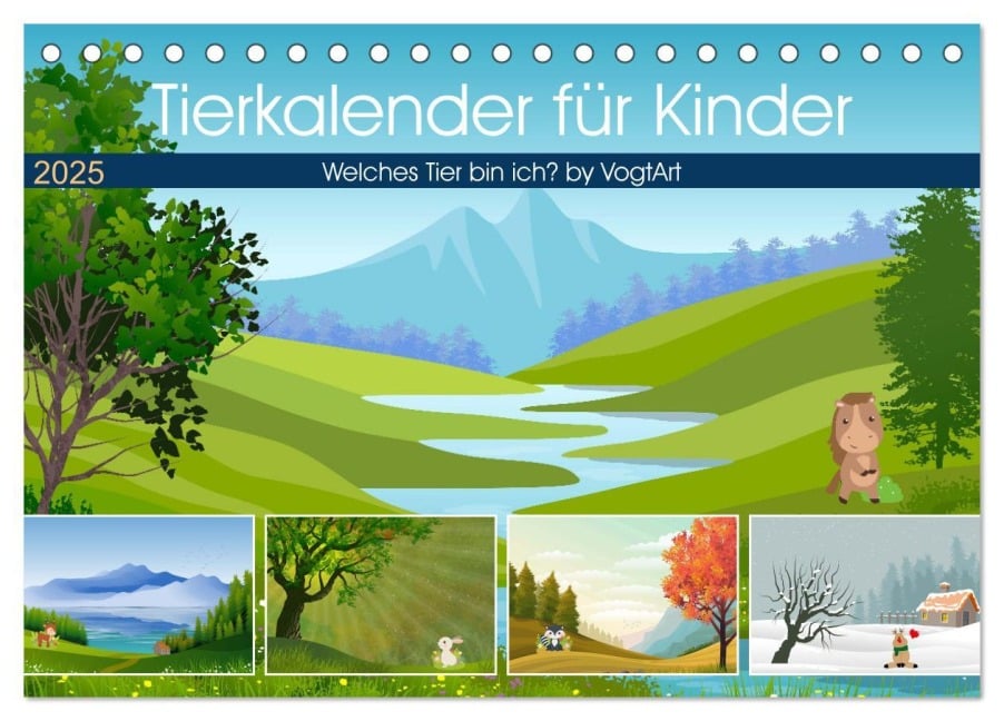 Tierkalender für Kinder (Tischkalender 2025 DIN A5 quer), CALVENDO Monatskalender - VogtArt VogtArt