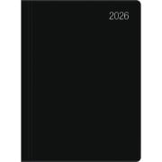 Taschenkalender schwarz 2026 - Bürokalender 10,2x14,2 - 1 Tag auf 1 Seite - flexibler Kunststoffeinband - Stundeneinteilung 7 - 19 Uhr - 610-1020 - 