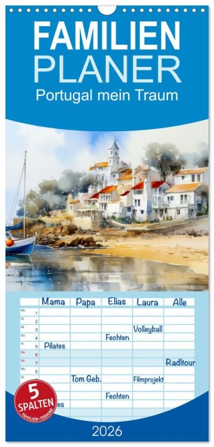 Familienplaner 2026 - Portugal mein Traum mit 5 Spalten (Wandkalender, 21 x 45 cm) CALVENDO - Peter Roder