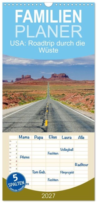 Familienplaner 2027 - USA: Roadtrip durch die Wüste mit 5 Spalten (Wandkalender, 21 x 45 cm) CALVENDO - Fotosvonlucke Fotosvonlucke
