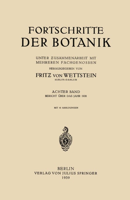 Fortschritte der Botanik - Fritz Von Wettstein
