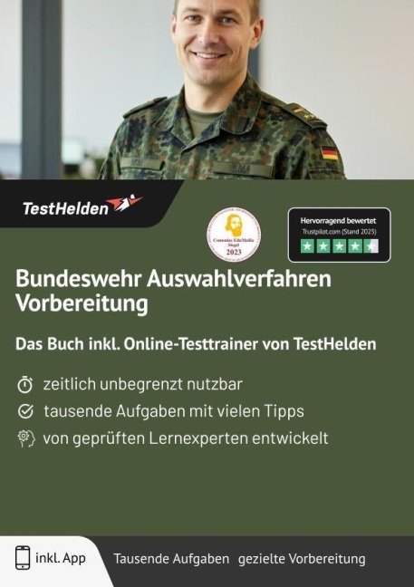 Bundeswehr Auswahlverfahren Vorbereitung: Das Buch inkl. Online-Testtrainer von TestHelden - Tom Wenk
