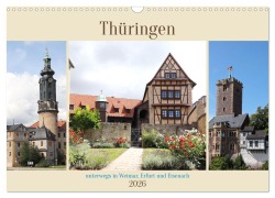 Cover-Bild zum Titel 'Thüringen, unterwegs in Weimar, Erfurt und Eisenach (Wandkalender 2026 DIN A3 quer), CALVENDO Monatskalender' von 'Simone Wenninger'