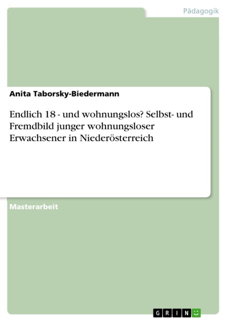 Endlich 18 - und wohnungslos? Selbst- und Fremdbild junger wohnungsloser Erwachsener in Niederösterreich - Anita Taborsky-Biedermann