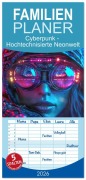 Cover-Bild zum Titel 'Familienplaner 2026 - Cyberpunk - Hochtechnisierte Neonwelt mit 5 Spalten (Wandkalender, 21 x 45 cm) CALVENDO' von 'Liselotte Brunner-Klaus'