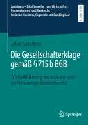 Cover-Bild zum Titel 'Die Gesellschafterklage gemäß § 715b BGB' von 'Julian Sauerbrey'