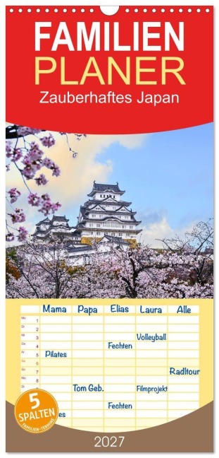 Familienplaner 2027 - Zauberhaftes Japan mit 5 Spalten (Wandkalender, 21 x 45 cm) CALVENDO - Johannes Tomaschko