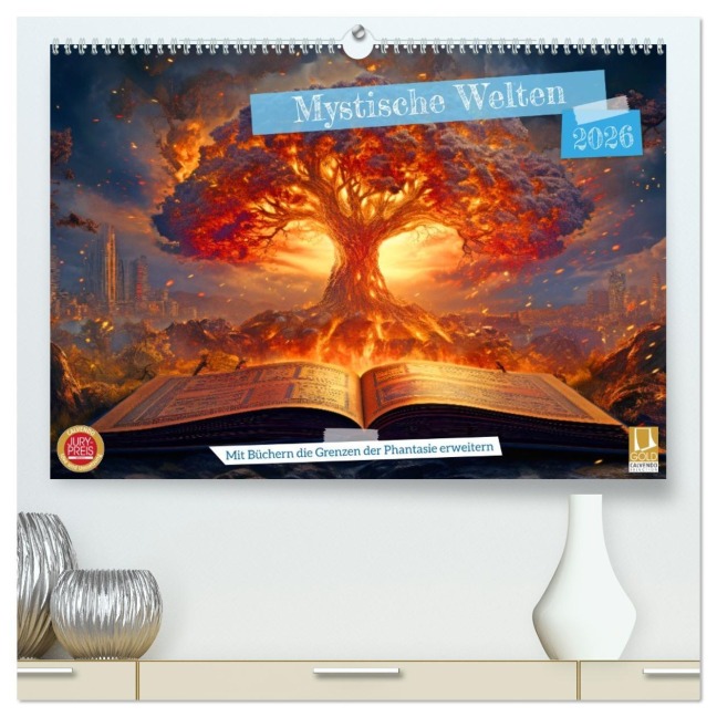 Mystische Welten - Mit Büchern die Grenzen der Phantasie erweitern (hochwertiger Premium Wandkalender 2026 DIN A2 quer), Kunstdruck in Hochglanz - Rupert Kowalski
