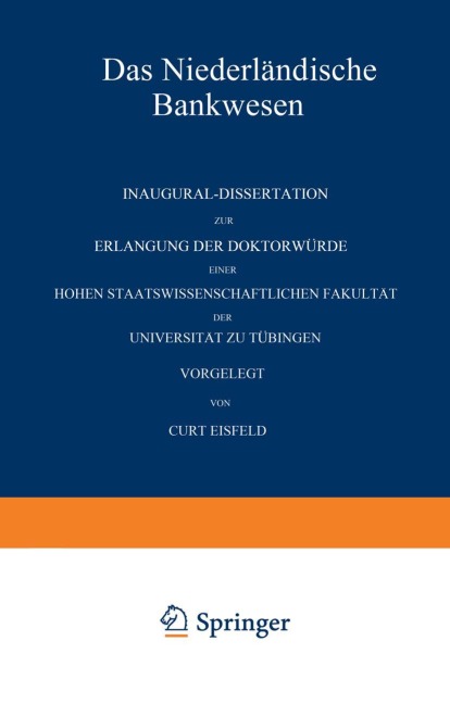 Das Niederländische Bankwesen - Curt Eisfeld
