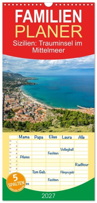 Familienplaner 2027 - Sizilien: Trauminsel im Mittelmeer mit 5 Spalten (Wandkalender, 21 x 45 cm) CALVENDO - Fotosvonlucke
