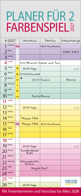 Farbenspiel - Planer für 2 2027 - 