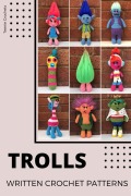 Cover-Bild zum Titel 'Trolls - Written Crochet Pattern' von 'Teenie Crochets'
