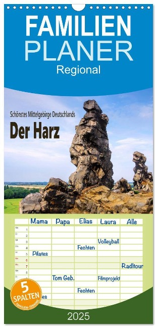 Familienplaner 2025 - Der Harz - Schönstes Mittelgebirge Deutschlands mit 5 Spalten (Wandkalender, 21 x 45 cm) CALVENDO - LianeM LianeM