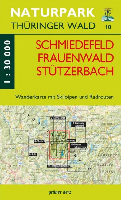 Naturpark Thüringer Wald 10. Schmiedefeld, Frauenwald, Stützerbach 1 : 30 000 Wanderkarte - 