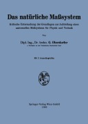 Cover-Bild zum Titel 'Das natürliche Maßsystem' von 'Günther Oberdorfer'