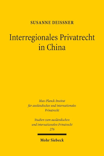 Interregionales Privatrecht in China - Susanne Deißner