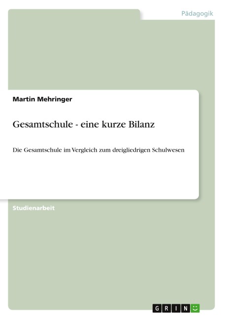 Gesamtschule - eine kurze Bilanz - Martin Mehringer