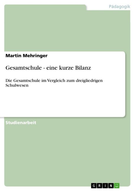 Gesamtschule - eine kurze Bilanz - Martin Mehringer