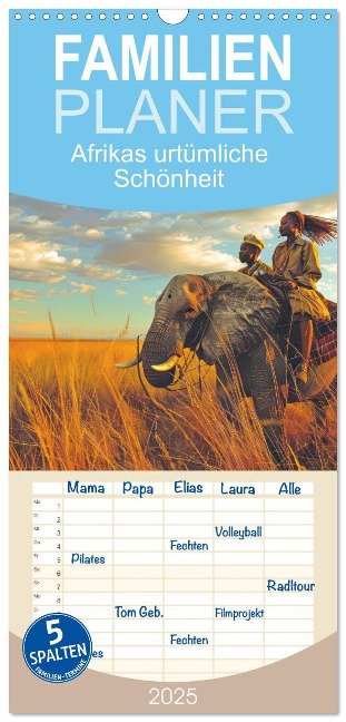 Familienplaner 2025 - Afrikas urtümliche Schönheit mit 5 Spalten (Wandkalender, 21 x 45 cm) CALVENDO - Liselotte Brunner-Klaus
