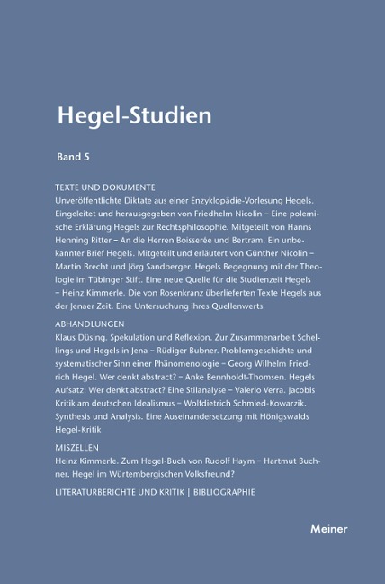 Hegel-Studien Band 5 - 