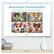 Kunterbunte Freundschaften - Fröhliche Mädchen und ihre tierischen Freunde (hochwertiger Premium Wandkalender 2026 DIN A2 quer), Kunstdruck in Hochglanz - Fotodesign Verena Scholze