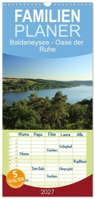 Familienplaner 2027 - Baldeneysee - Oase der Ruhe mit 5 Spalten (Wandkalender, 21 x 45 cm) CALVENDO - Susanne Wegging