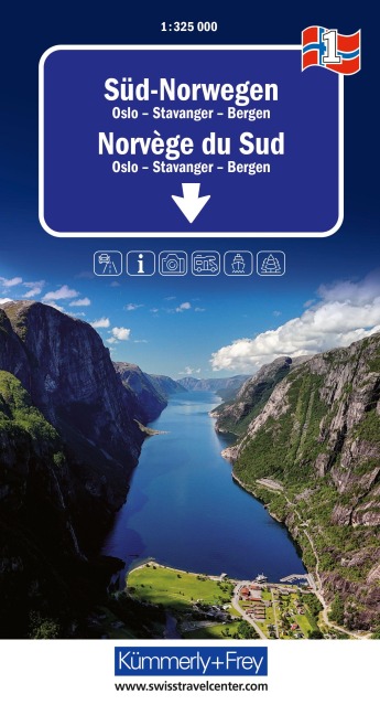 Kümmerly+Frey Regional-Strassenkarte 1 Süd-Norwegen 1:325.000 - 
